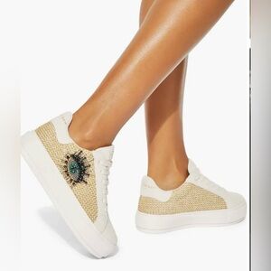 Kurt Geiger London LAINEY CRYSTAL EYE SNEAKER SHOE 8.5